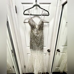 Elegant Silver Gem Prom Dress